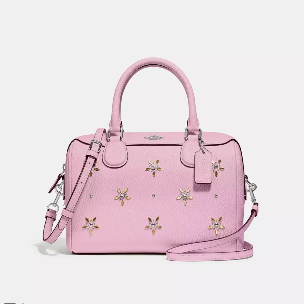 Coach Mini Bennet Satchel Handbag with Allover Studs Pink